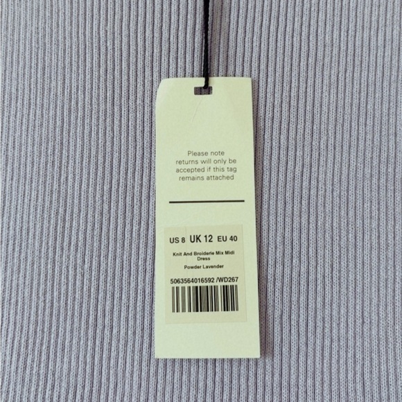 NWT ME+EM Knit Broderie Mixed Media Midi Dress in Powder Lavender Eyelet 8 - Picture 7 of 8